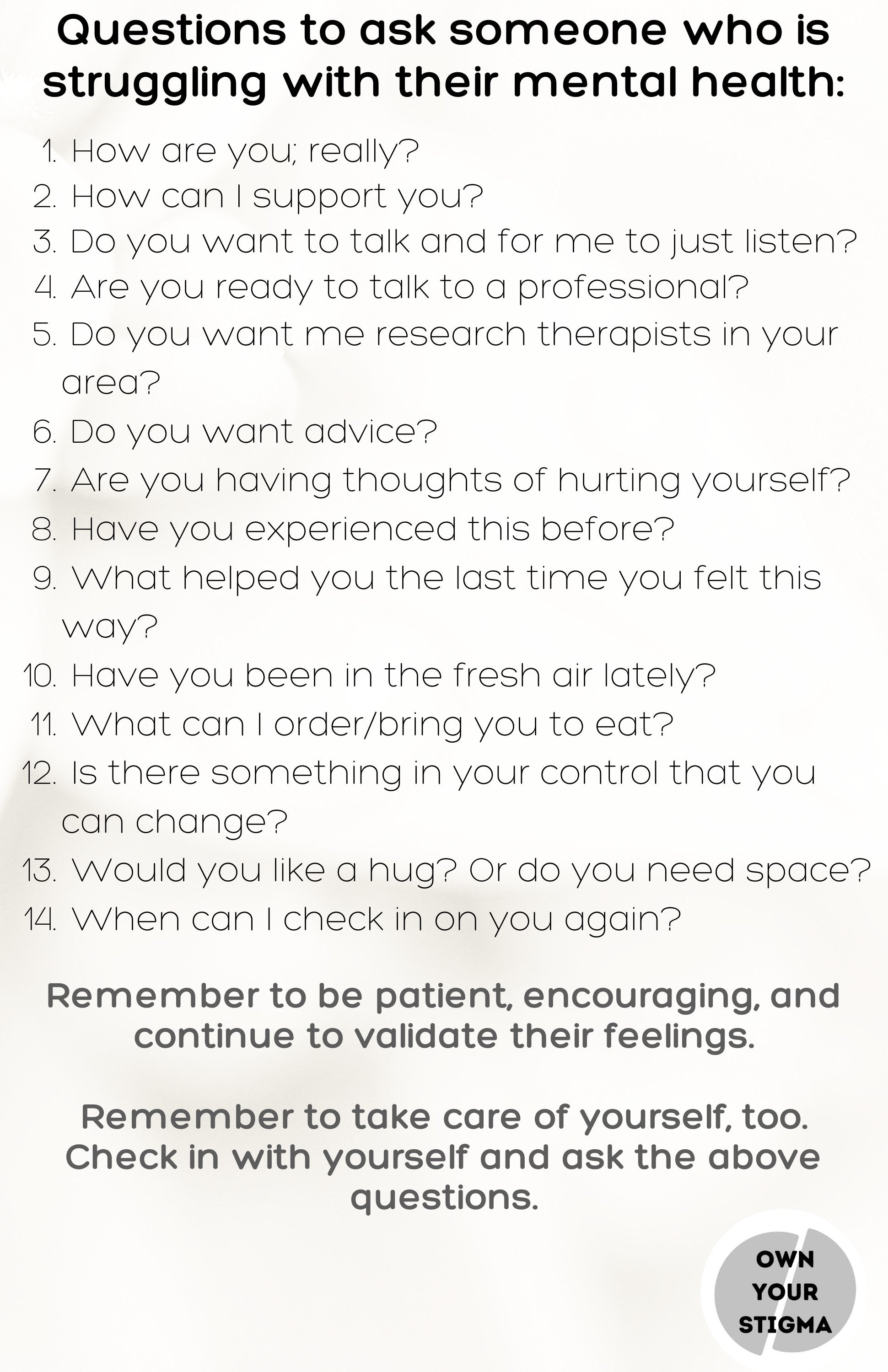 Questions To Ask Someone Who Is Depressed – Own Your Stigma