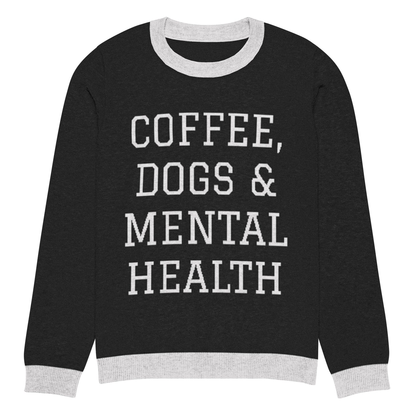 Coffee, Dogs & Mental Health Knitted Sweater