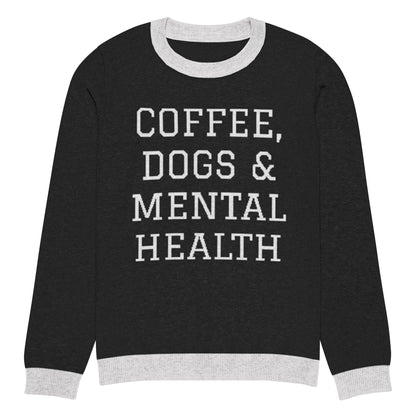 Coffee, Dogs & Mental Health Knitted Sweater