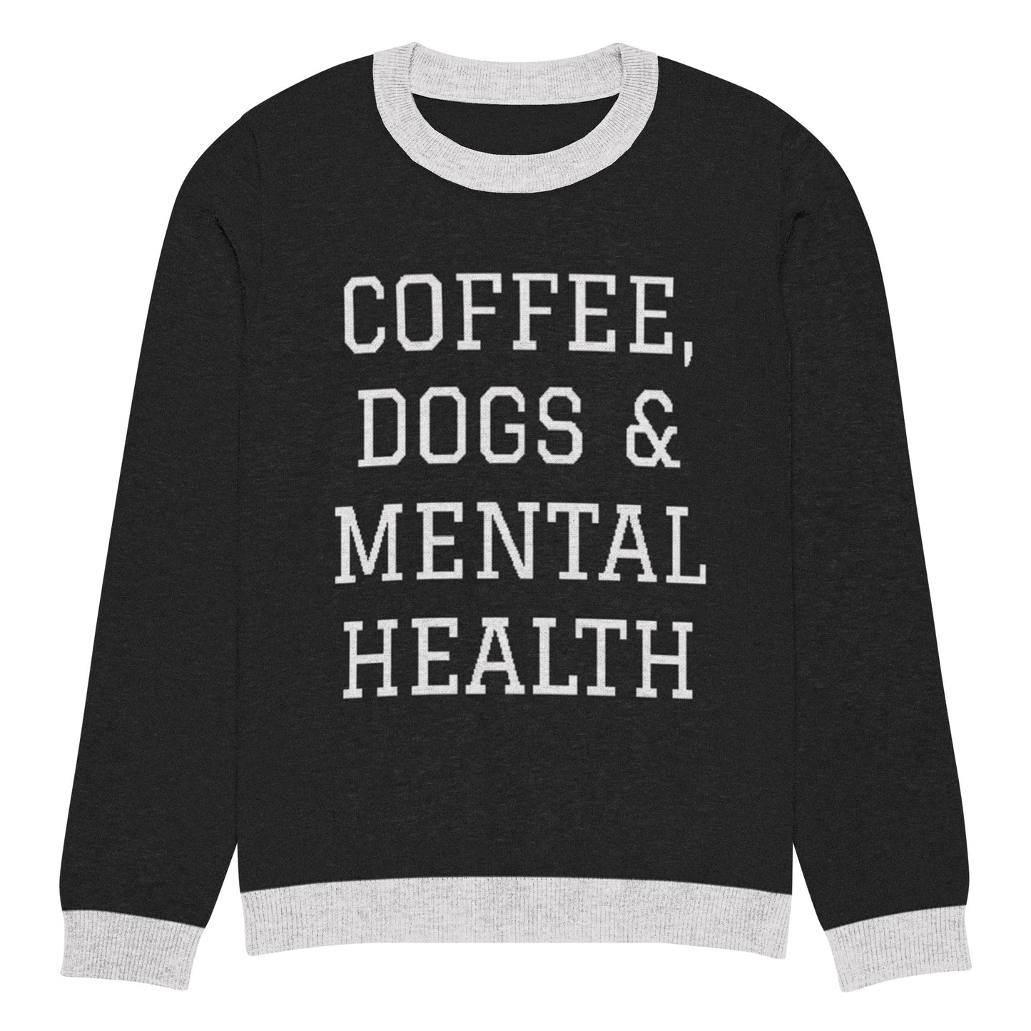 Coffee, Dogs & Mental Health Knitted Sweater