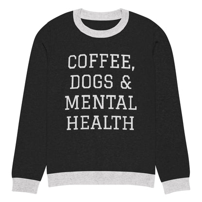 Coffee, Dogs & Mental Health Knitted Sweater