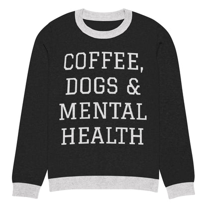 Coffee, Dogs & Mental Health Knitted Sweater